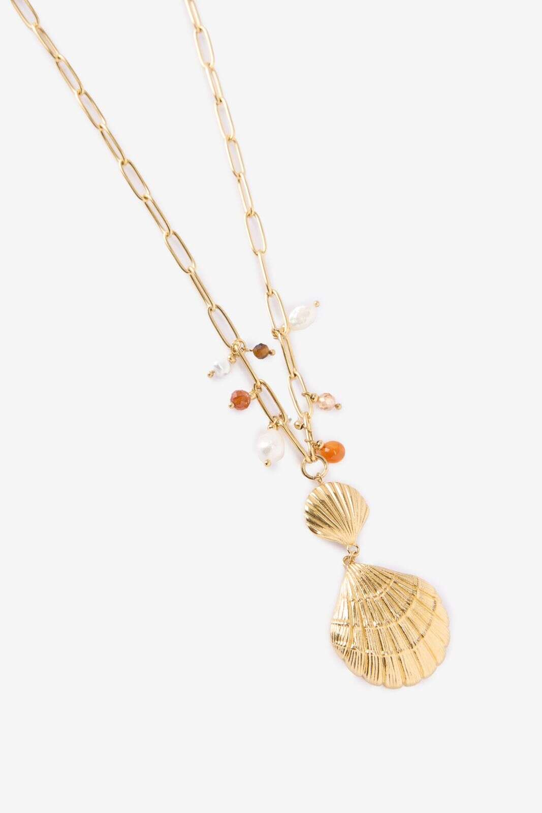 Gold plated schakelketting met schelpen