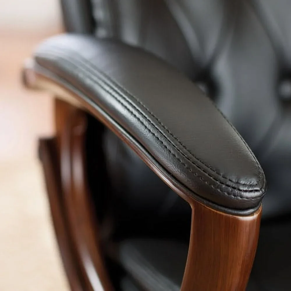 Better Homes and Gardens Executive, Mid-Back Manager's Office Chair with Arms, Black Bonded Leather