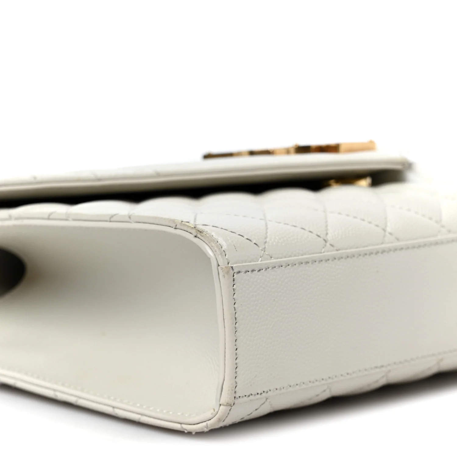 Grain De Poudre Textured Mixed Matelasse Medium Triquilt Monogram Satchel Crema Soft
