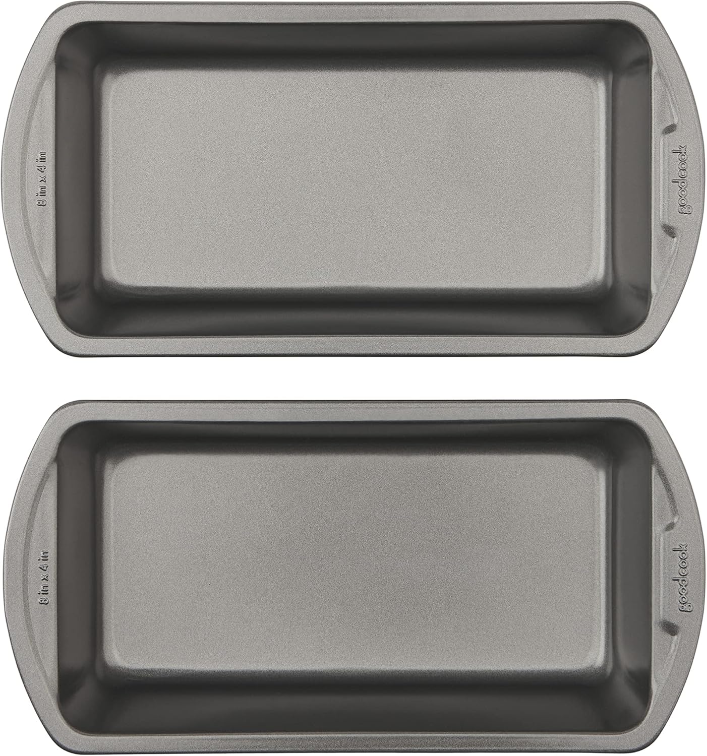 GoodCook Nonstick Loaf Pan 8 x 4-Inch Heavy-Duty Steel Bakeware with Easy-Clean Non-Stick Coating, Oven & Dishwasher Safe Pan for Meatloaf, Breads, Lasagnas, Casseroles & More, Set of 2, Gray