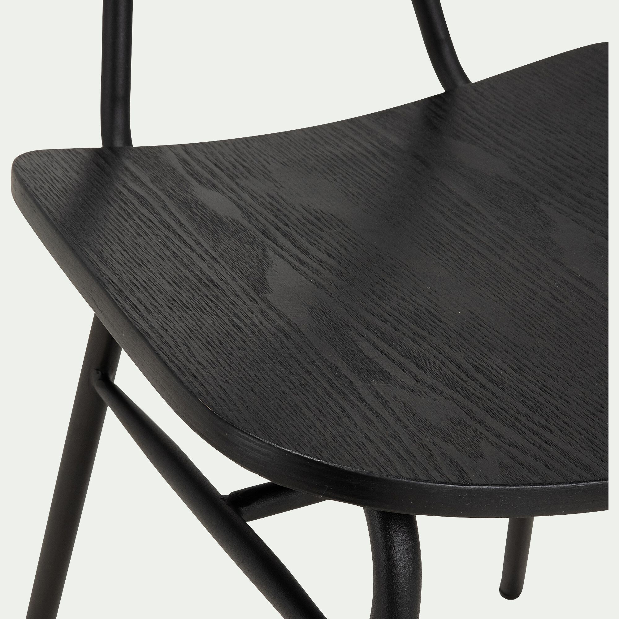 LORA - Chaise en bois de frêne et acier - noir