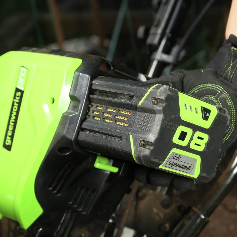 Greenworks Pro 80V 10 - Inch Tiller, 2ah Battery Included, Black and Green 2800302VT