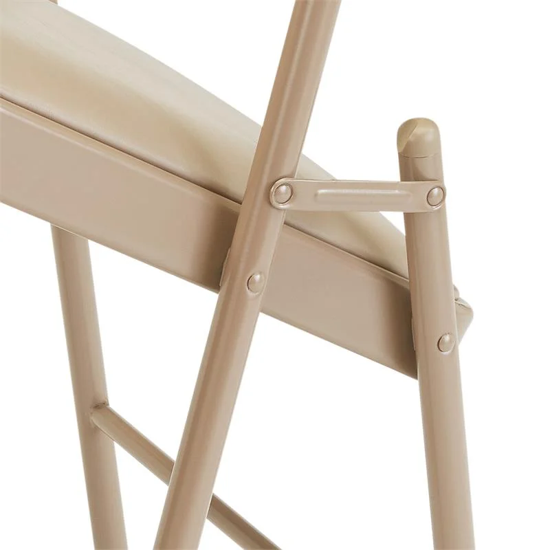 (4 Pack) Commercialine Beige Vinyl Upholstered Folding Chair(Beige)