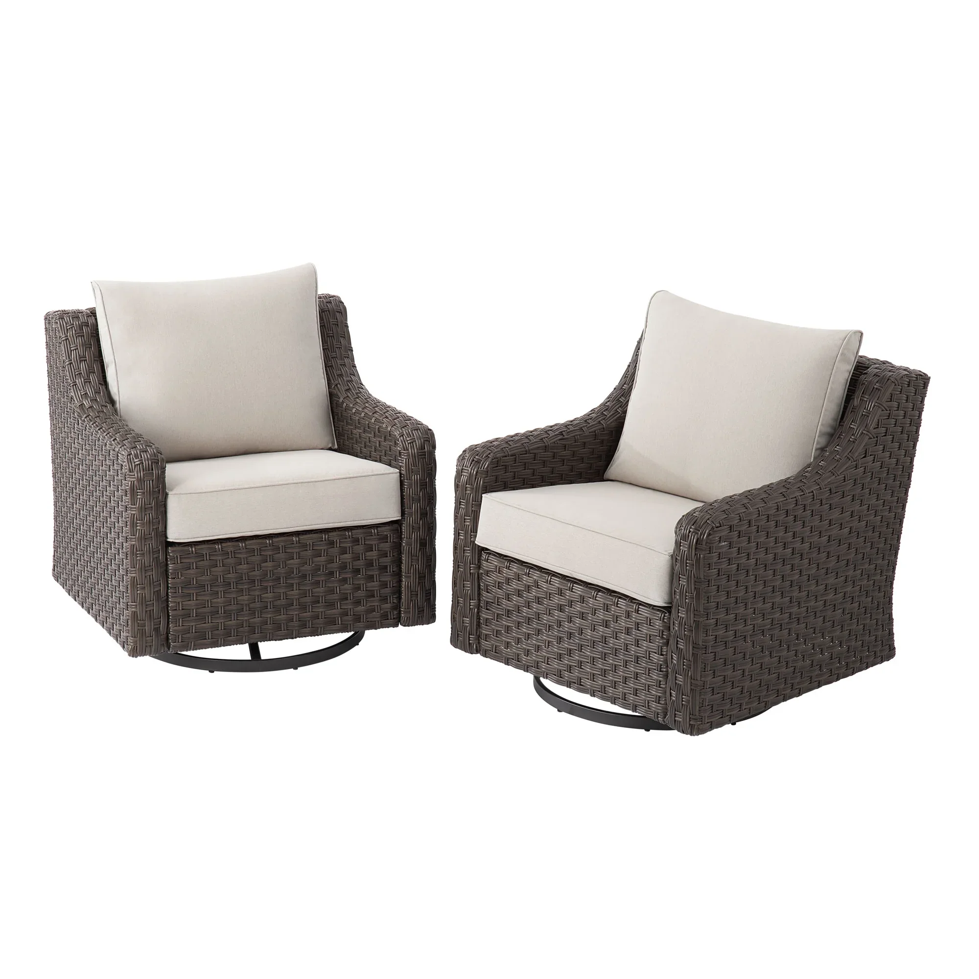 Better Homes & Gardens River Oaks Outdoor Swivel Gliders with Patio Covers, Set of 2, Dark Brown