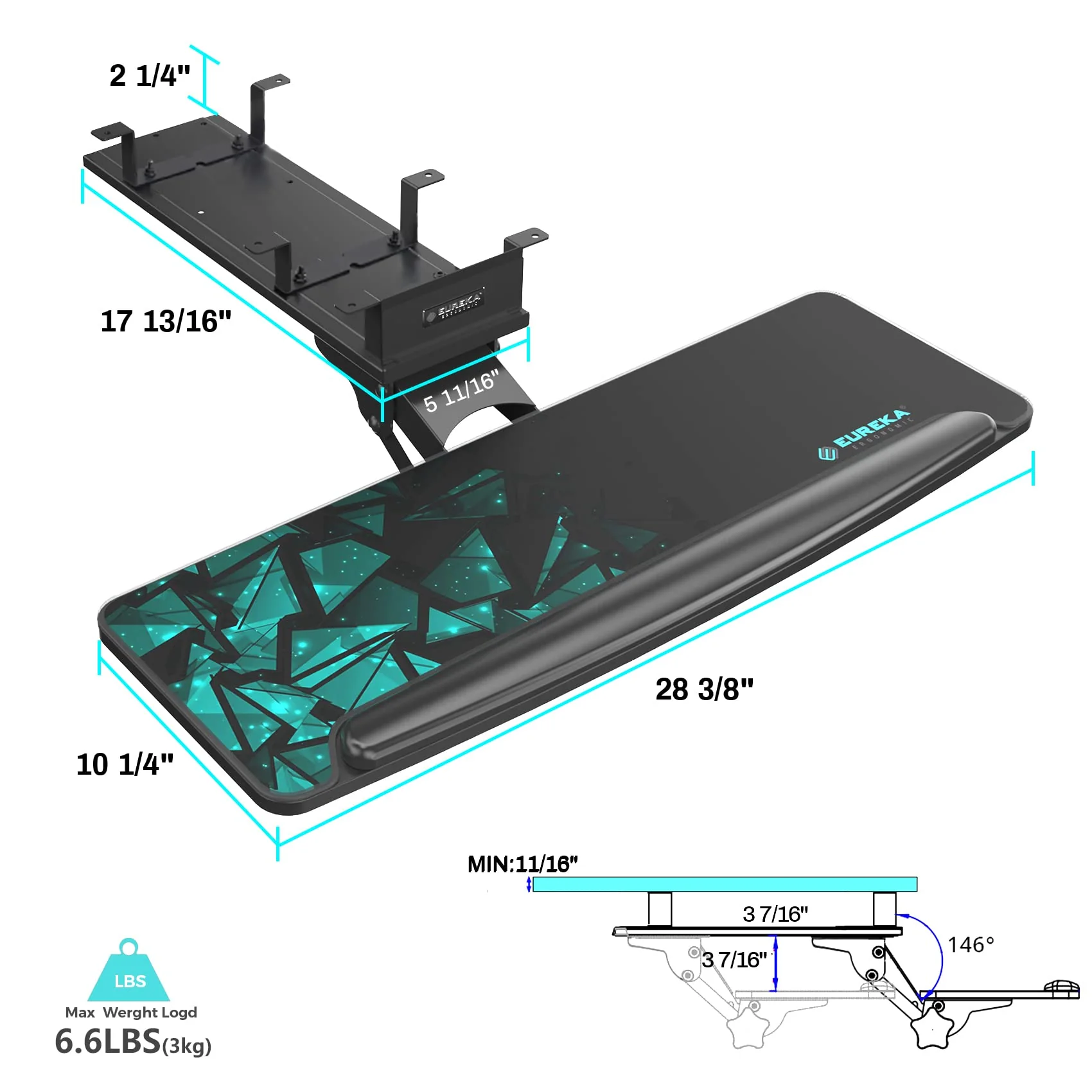 EUREKA ERGONOMIC Adjustable Mouse & Keyboard Tray Under Desk