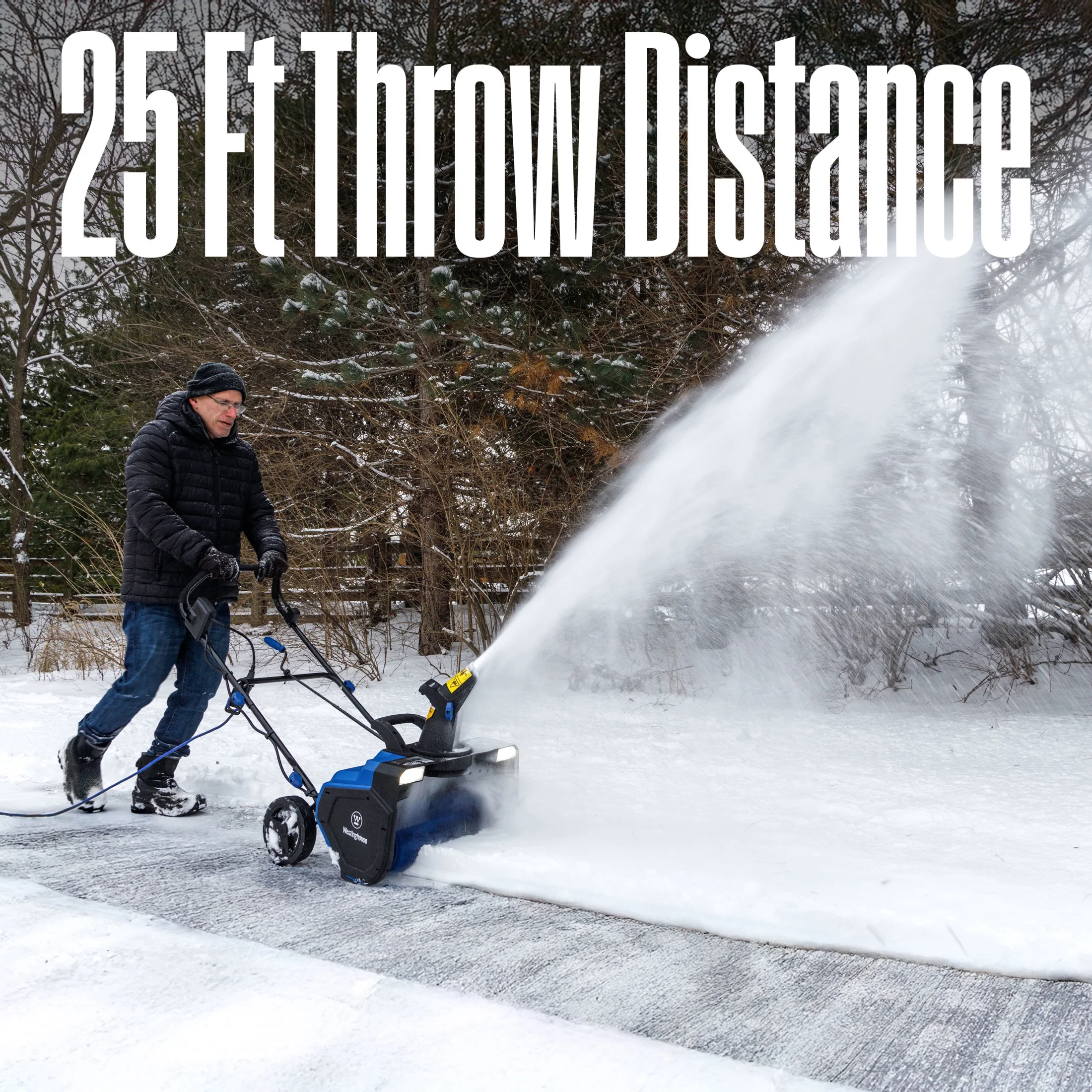 Westinghouse Wsnow23 Corded Snow Blower 23 in, Dual LED Lights, 1800W Watt Motor, Electric Snow Blower with 25ft Throwing Distance, Plows 800 lb/Min, Adjustable Chute