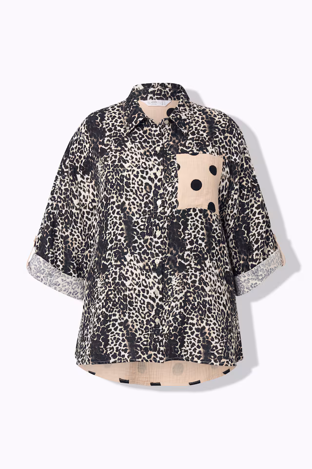 Oversized patterned muslin blouse