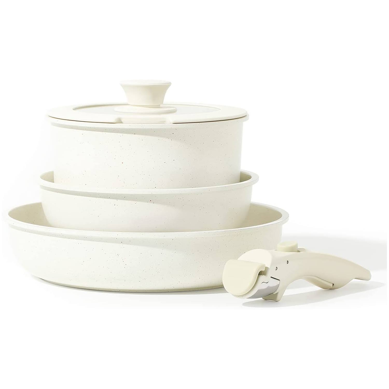 White Granite Detachable Handle Cookware Set Removable Handle Cookware-5pc