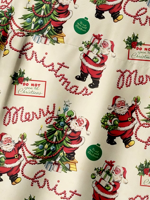 Chemise décontractée à manches courtes et poche poitrine pour Noël
