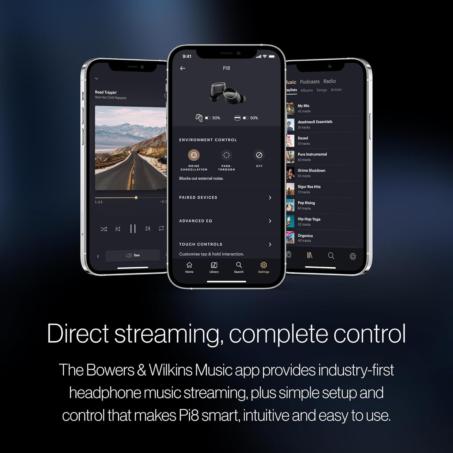 Bowers & Wilkins Pi8 Bluetooth Wireless Earbuds (Anthracite Black)  in-Ear Bluetooth Earphones with Qualcomm Chipset & aptX Lossless  Active Noise Cancelling Earbuds  3 Built-in Mics  15-Min Charging