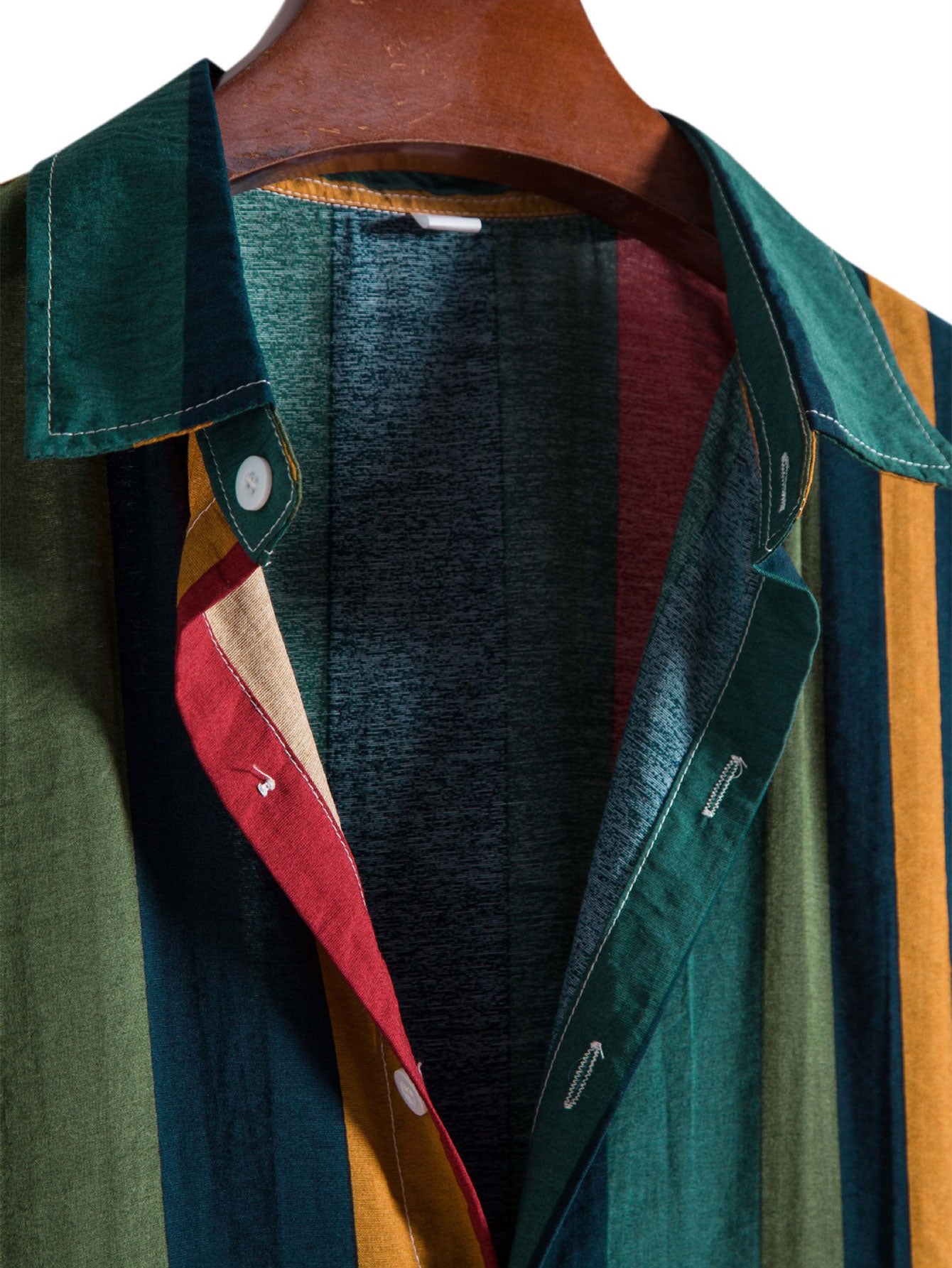 Chemise boutonnée à rayures colorées