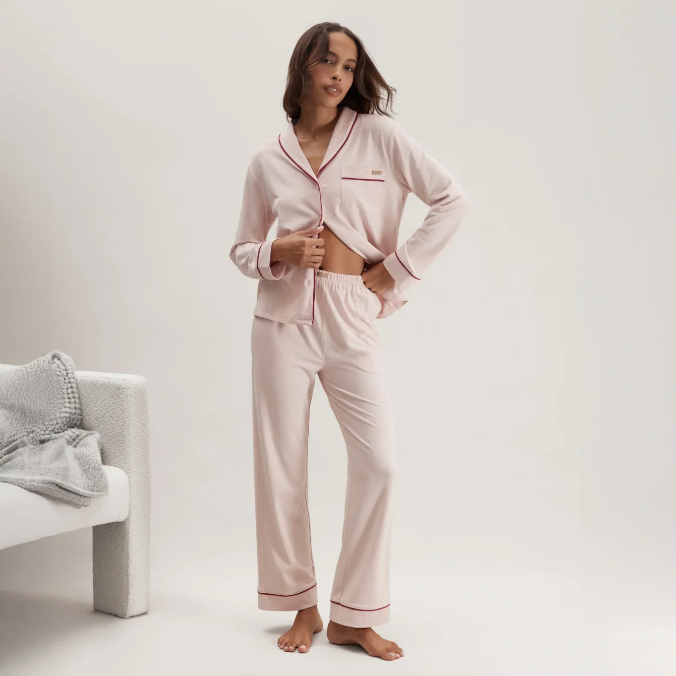 Slumberknit™ Shawl Collar Button Down Pant Set