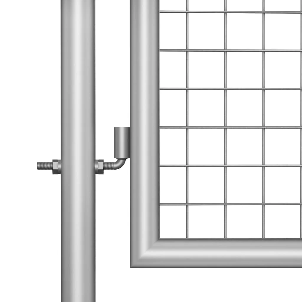 vidaXL Garden Gate Fence Wall Privacy Screen Fence Galvanized Steel Silver