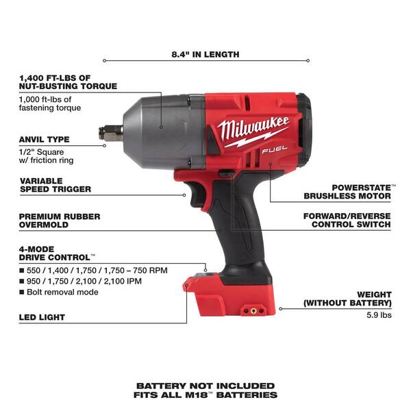M18 FUEL 18 Volt Lithium Ion Brushless Cordless Combo Kit 6 Tool with 1/2 in High Torque Impact Wrench and Band Saw Image 9