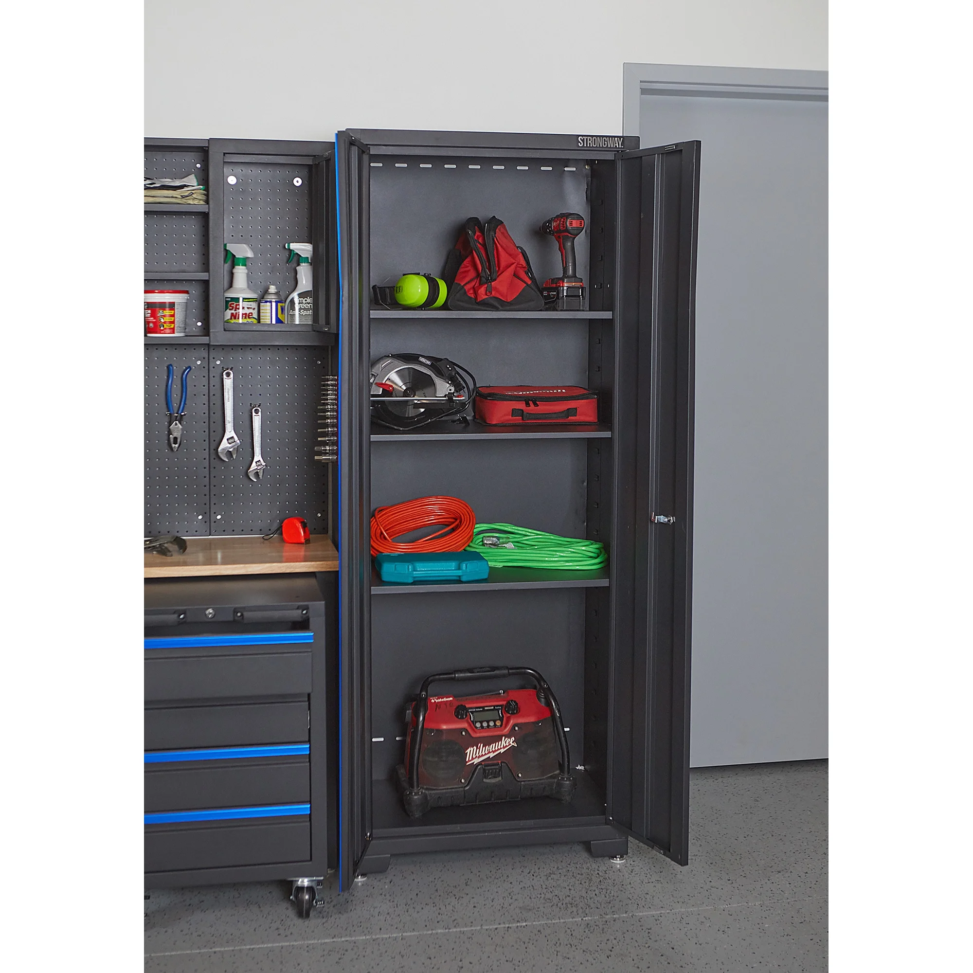 6-Pc. Steel Garage Storage System with Drawers, Pegboard, Shelves, Tabletop, 2 Rolling Cabinets, 81.5in. x 75.7in. - Image 8