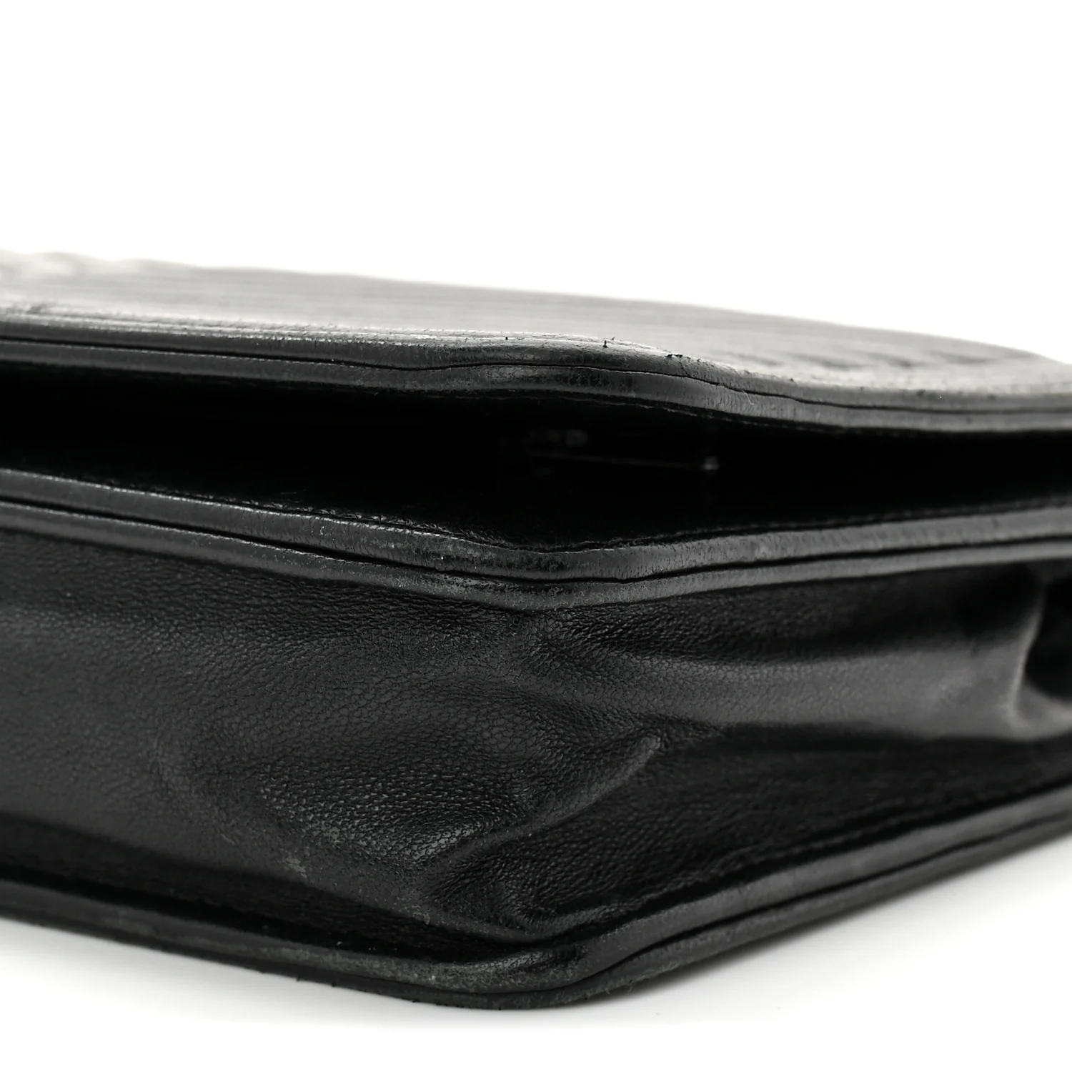 Lambskin Chevron Boy Wallet On Chain WOC Black
