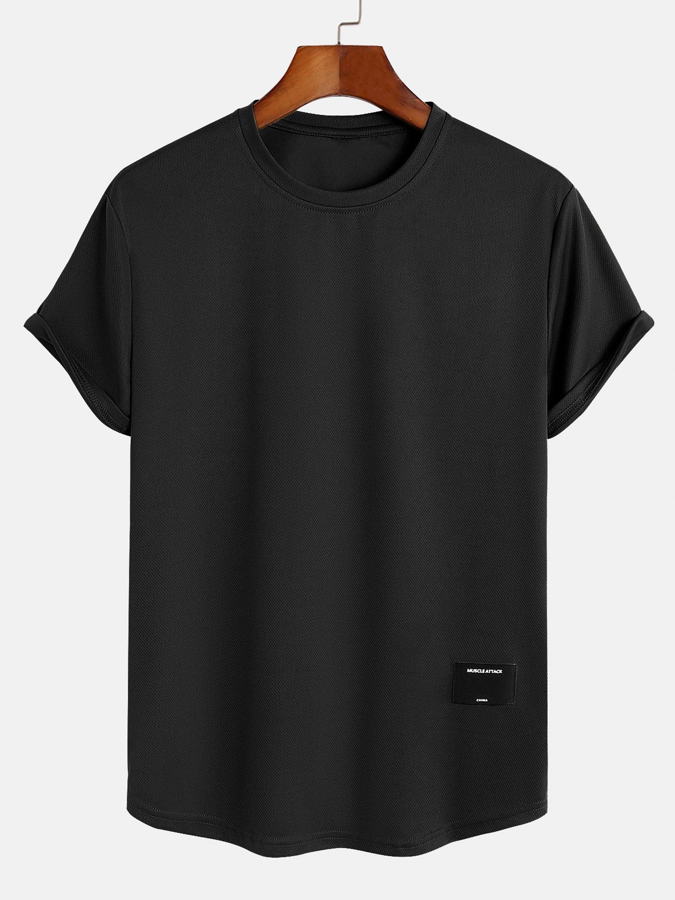 T-shirt en maille à ourlet arrondi et coupe ajustée