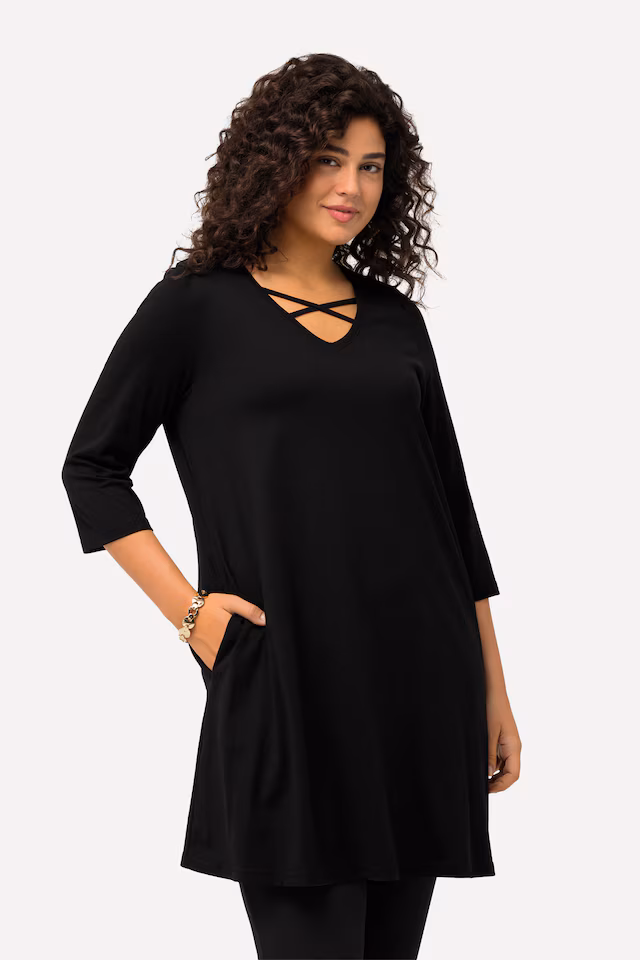 Criss Cross V-Neckline Swing Knit Tunic