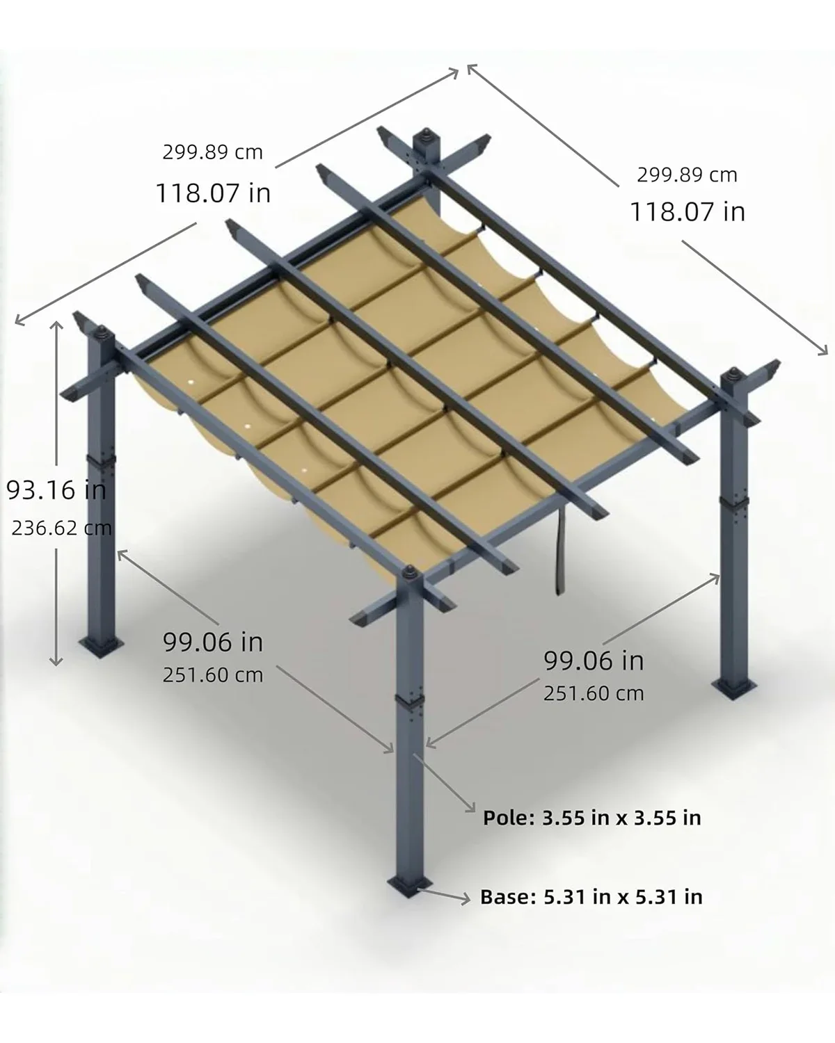 Pinypikaka 10x10FT 10x13FT Aluminum Pergola, Outdoor Pergola with Adjustable Canopy, Reinforced Frame Metal Pergola for Backyard, Garden and Deck