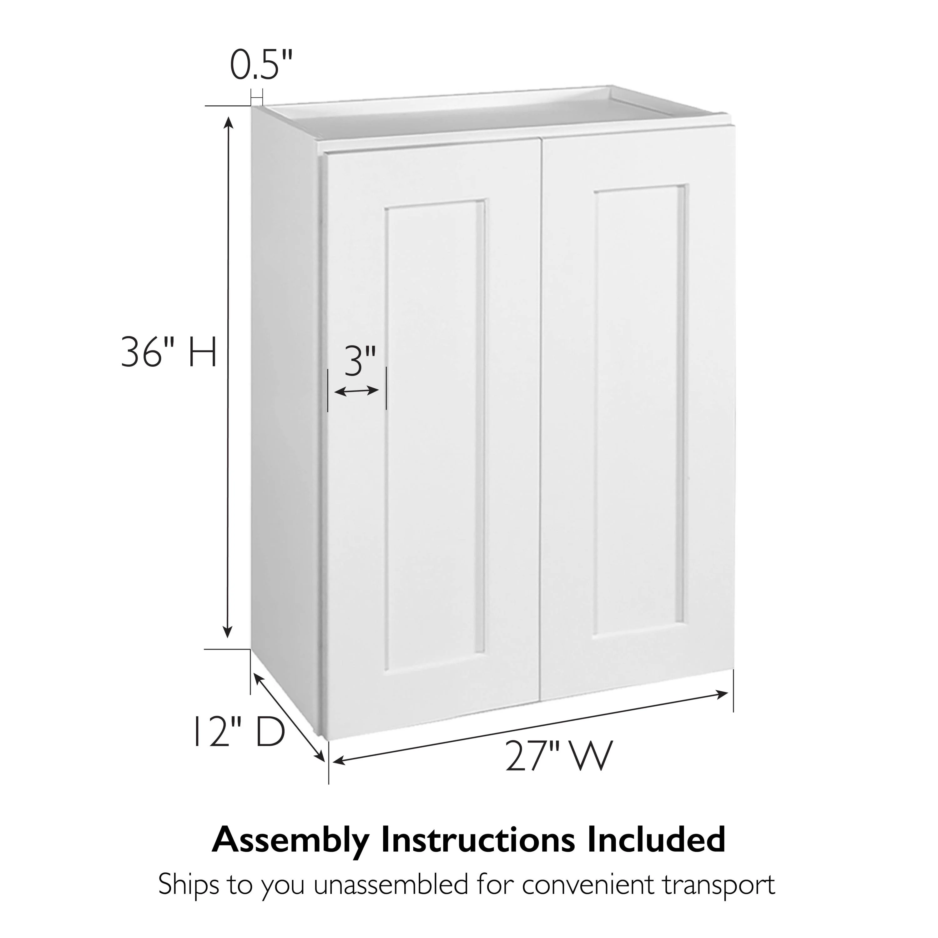 Brookings Ready to Assemble Shaker Wall Kitchen Cabinet (27" x 36" x 12"), Sherwin Williams? White(Sherwin Williams? White) - Image 7