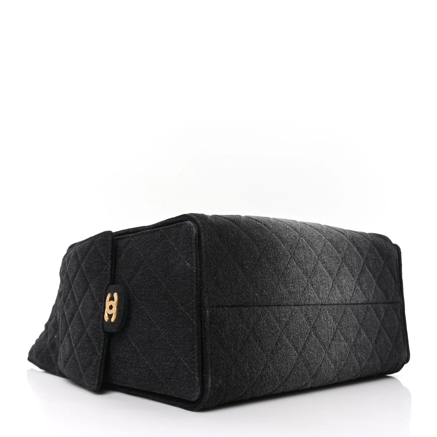 Washed Denim Quilted Medium Chanel 25 Handbag Black