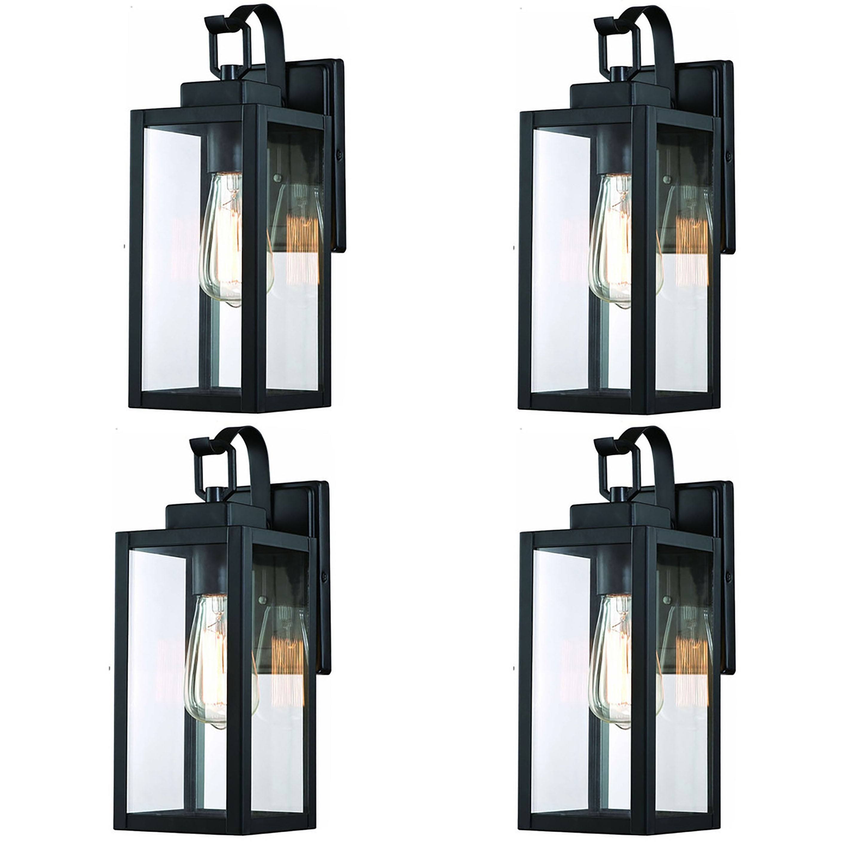 Pia Ricco 4 Pack 1-Light Outdoor Wall Sconce - 5 inchx6.7 inchx13.78 inch, Size: 5 x 6.7 x 13.78, Black