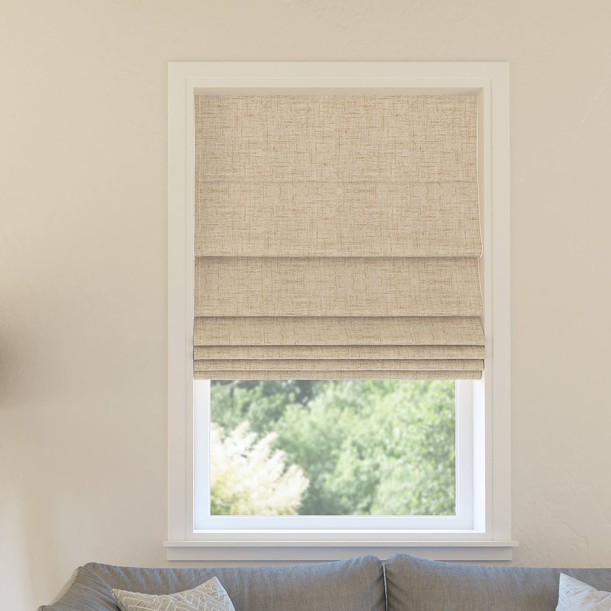Sun Zero Somerton Textured 100% Blackout Cordless Roman Shade, 27 inchx64 inch, Taupe, Size: 27 x 64