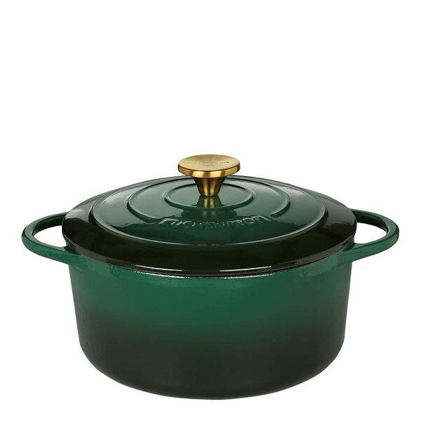 Provence støpejernsgryte rund 24 cm 4,2L grønn
