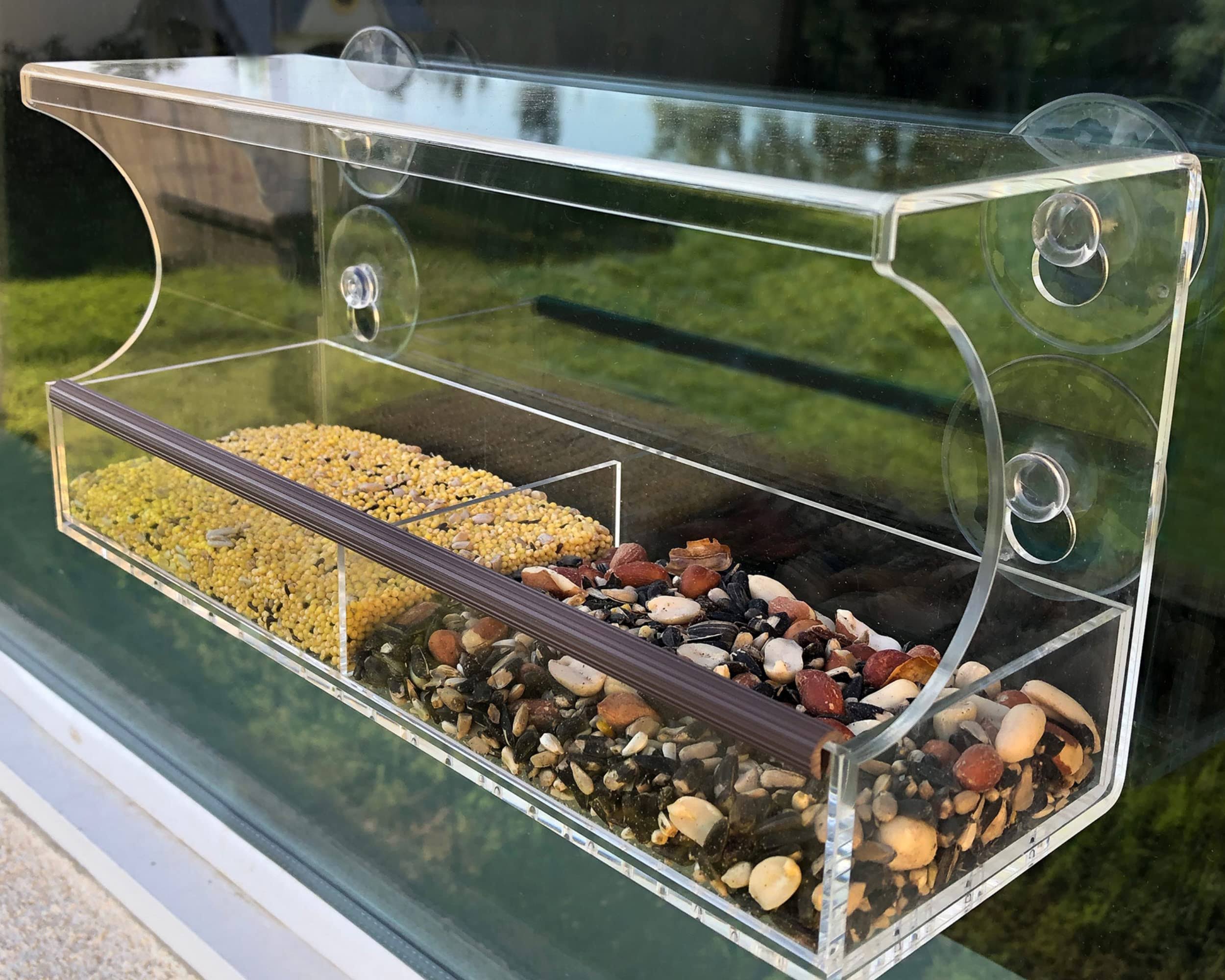 Go Simply Amazing Window Bird Feeder with Strong Suction Cups and Easily Removable Extra Large Seed Tray - Window Bird