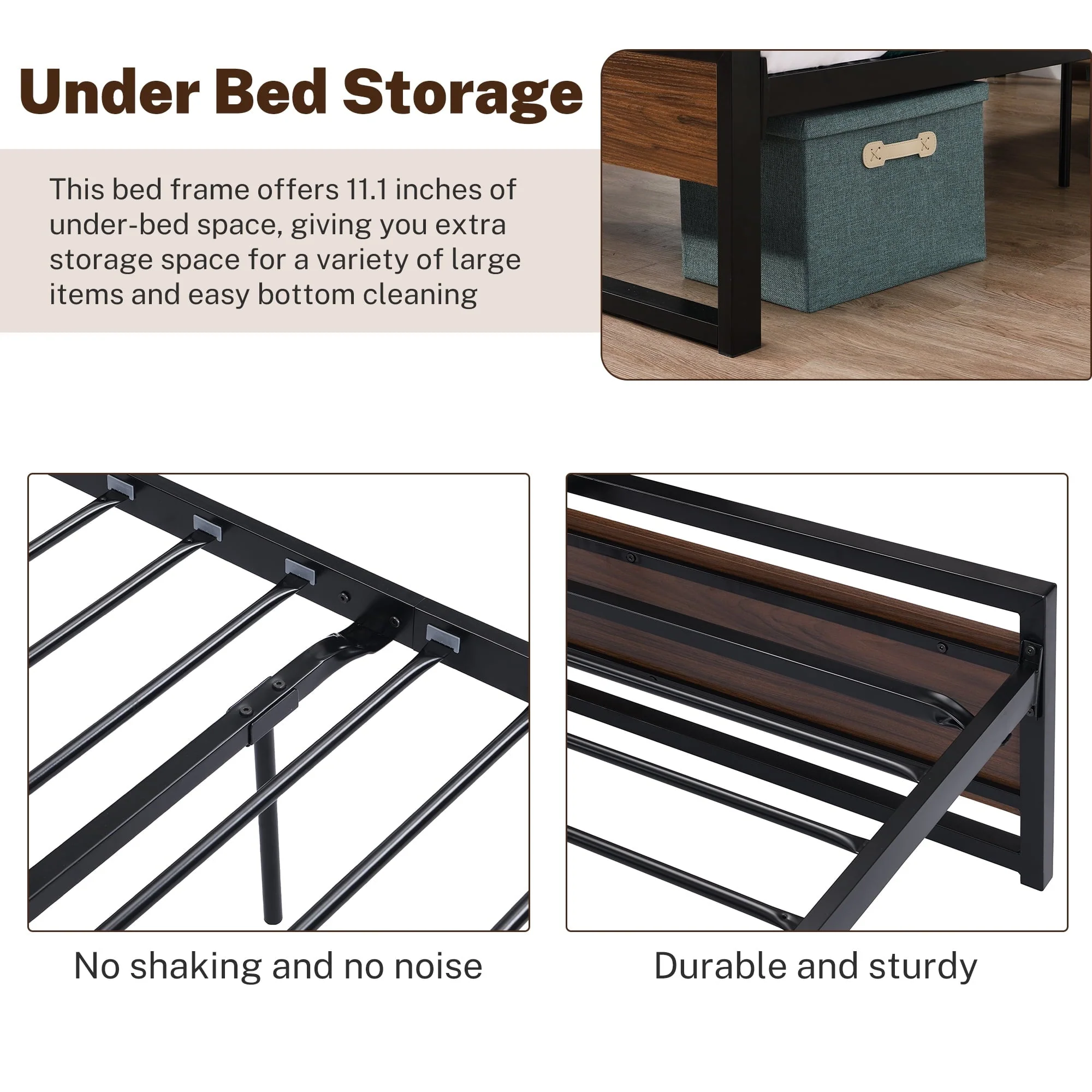 Sesslife Twin Size Bed Frame with Headboard, Bedroom Metal Platform Bed for Kids Teens Adults, Modern Heavy Duty Single Bed Frame, Easy Assembly, Black(Twin)