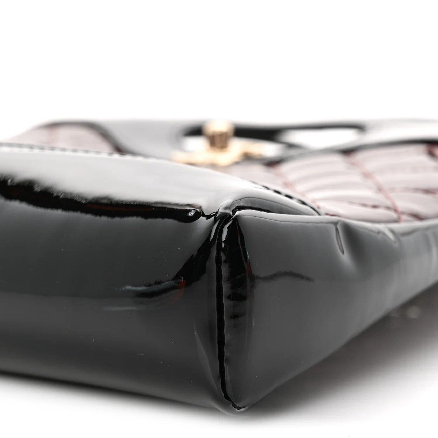 Patent Calfskin Quilted Mini 31 Shopping Bag Burgundy Black