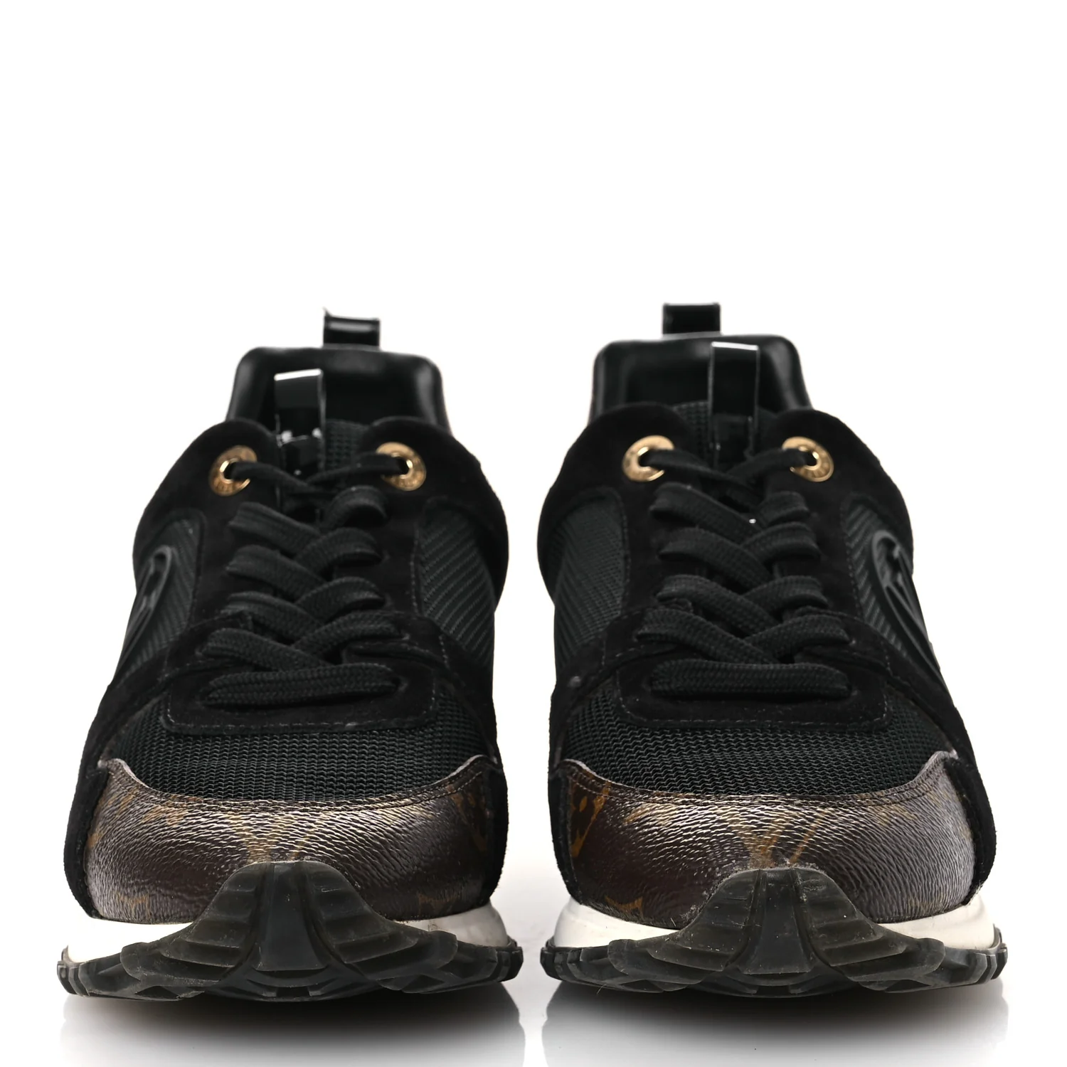 Suede Monogram Run Away Sneakers 36.5 Black
