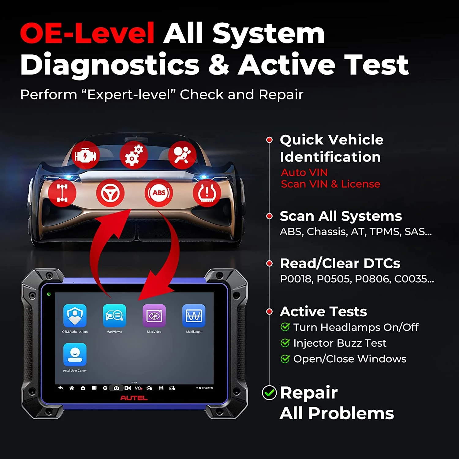 Autel Maxiim IM608 II Key Fob Car Diagnostic Scan Tool with XP400 PRO, Advanced, CANFD/Doip, with Free MKPA - KIT, G - BOX2 & APB112