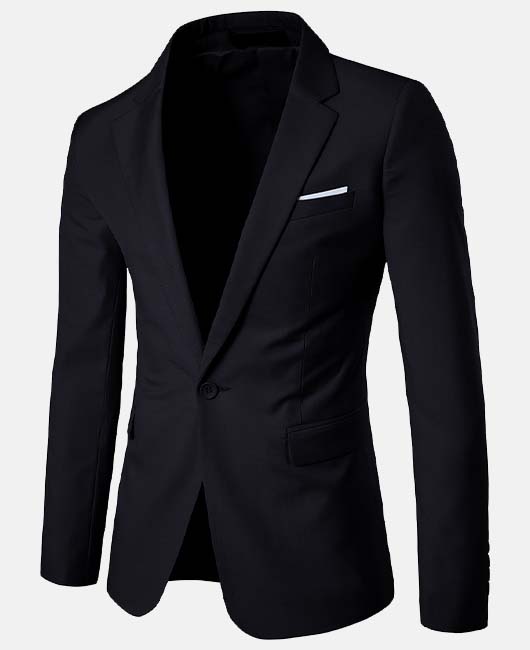 Blazer d'affaires à poche unie, revers cranté et simple boutonnage