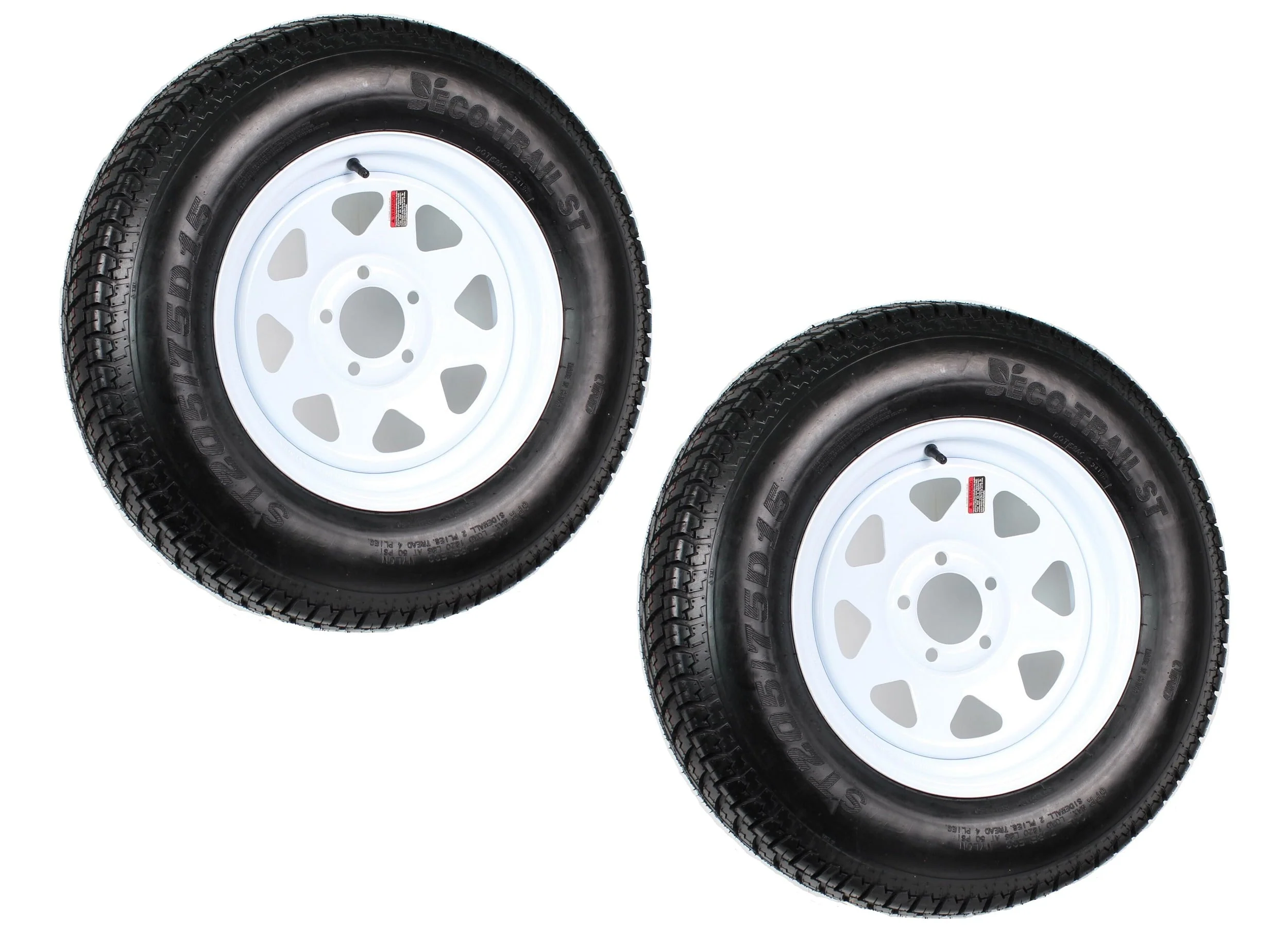 Trailer Tire on Rim ST205/75D15 205/75 D 15 In. LRC 5 Hole White Spoke