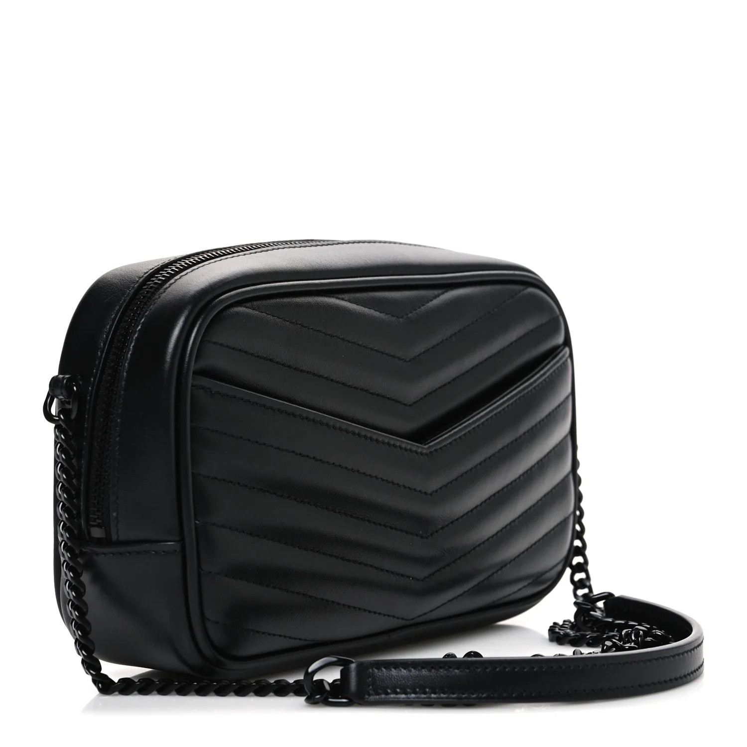 Calfskin Matelasse Monochrome Monogram Mini Lou Camera Bag Black
