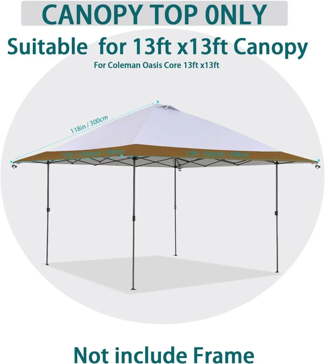 13x13 Canopy Replacement Top Cover,Single Tier Waterproof Silver Coated Canopy fits Coleman Outdoor Garden Camping Tent(Top Only not Include Frame