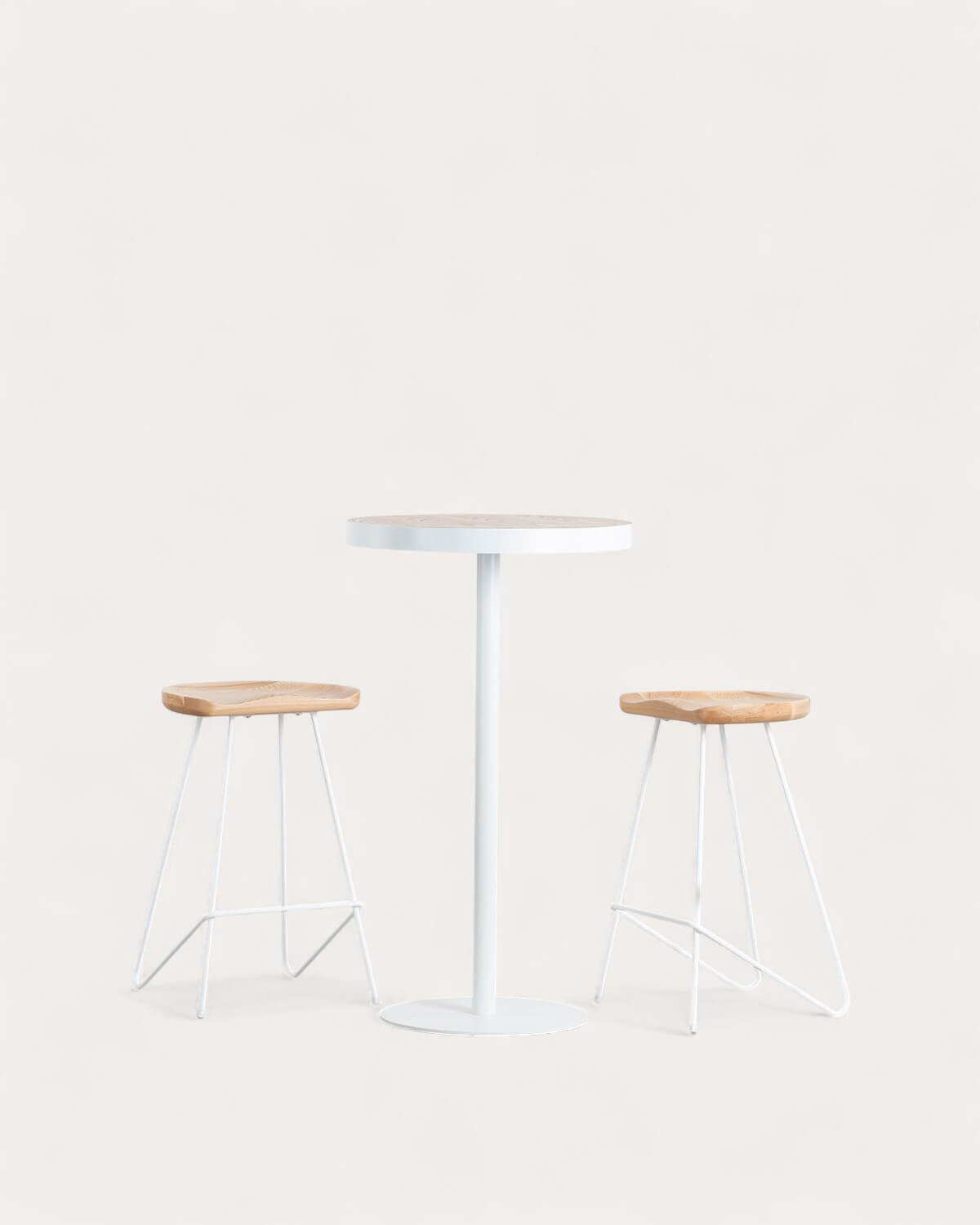 Set Zoar - Roses - Set de Mesa Alta Redonda (Ø60 cm) Zoar y 2 Taburetes de Metal y Madera Roses