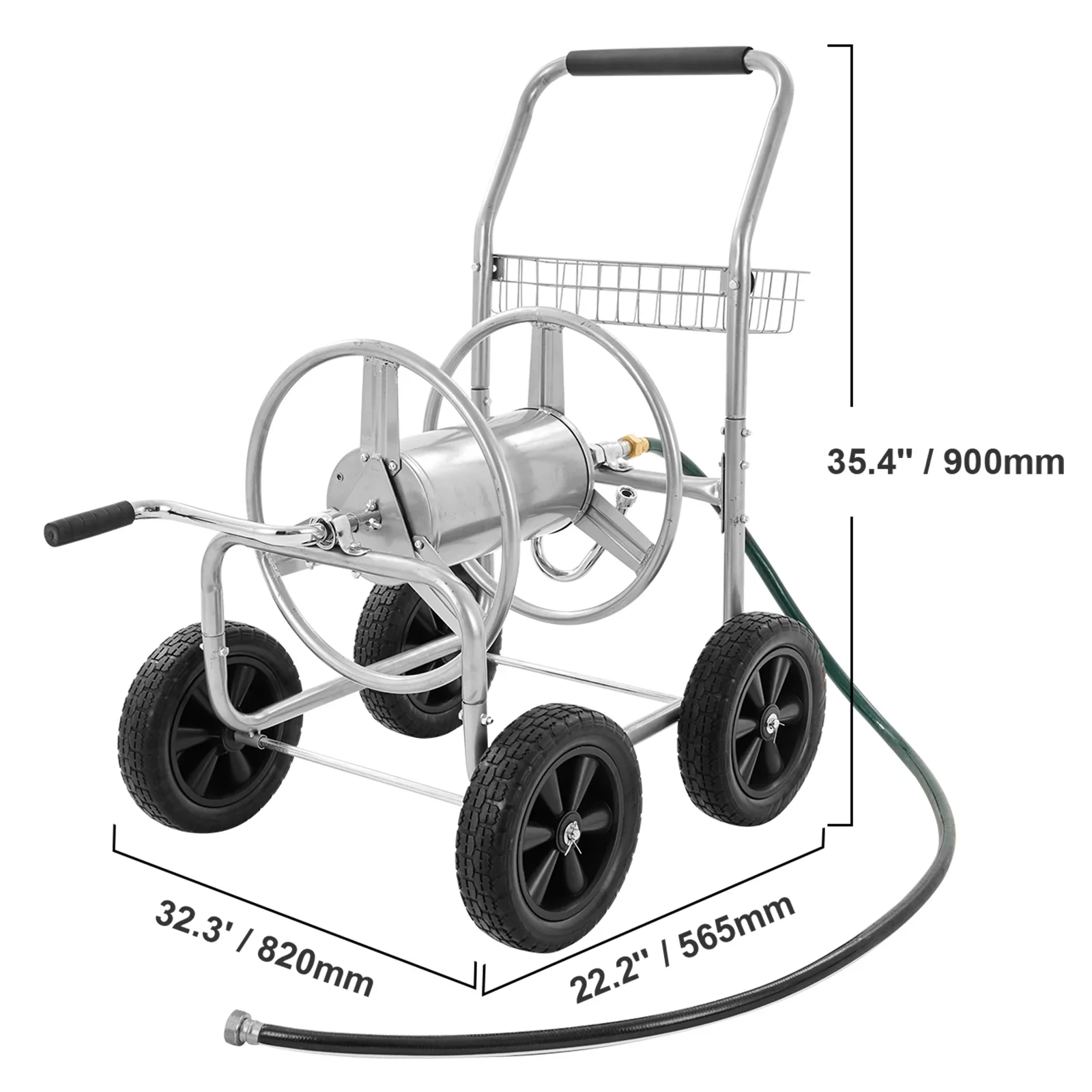 KFFKFF Heavy Duty Garden Water Yard Planting w/ Basket Hose Reel Cart 250ft.