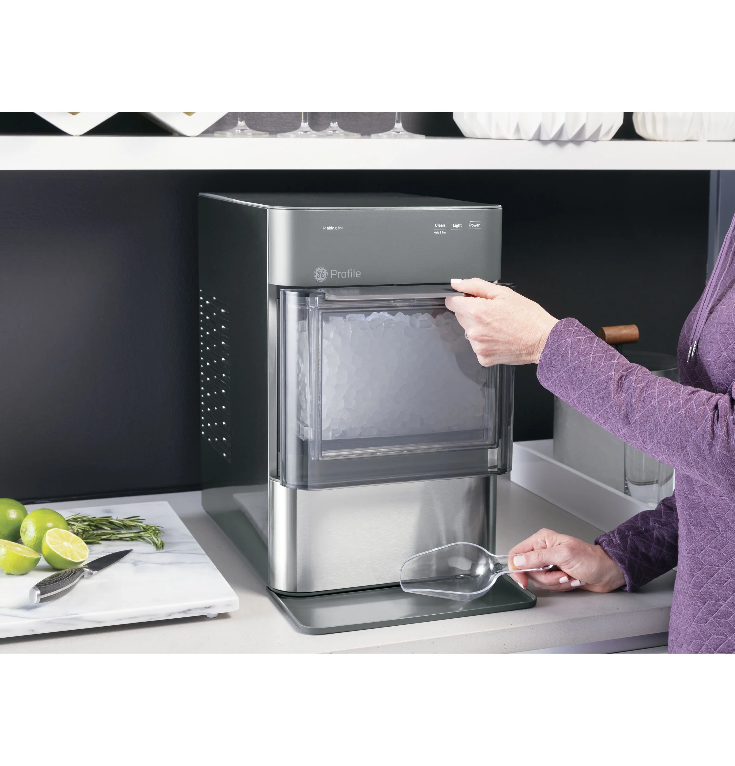 GE Appliances Opal 2.0 Countertop Nugget Ice Maker, 38 lb Maximum Output, Industrial