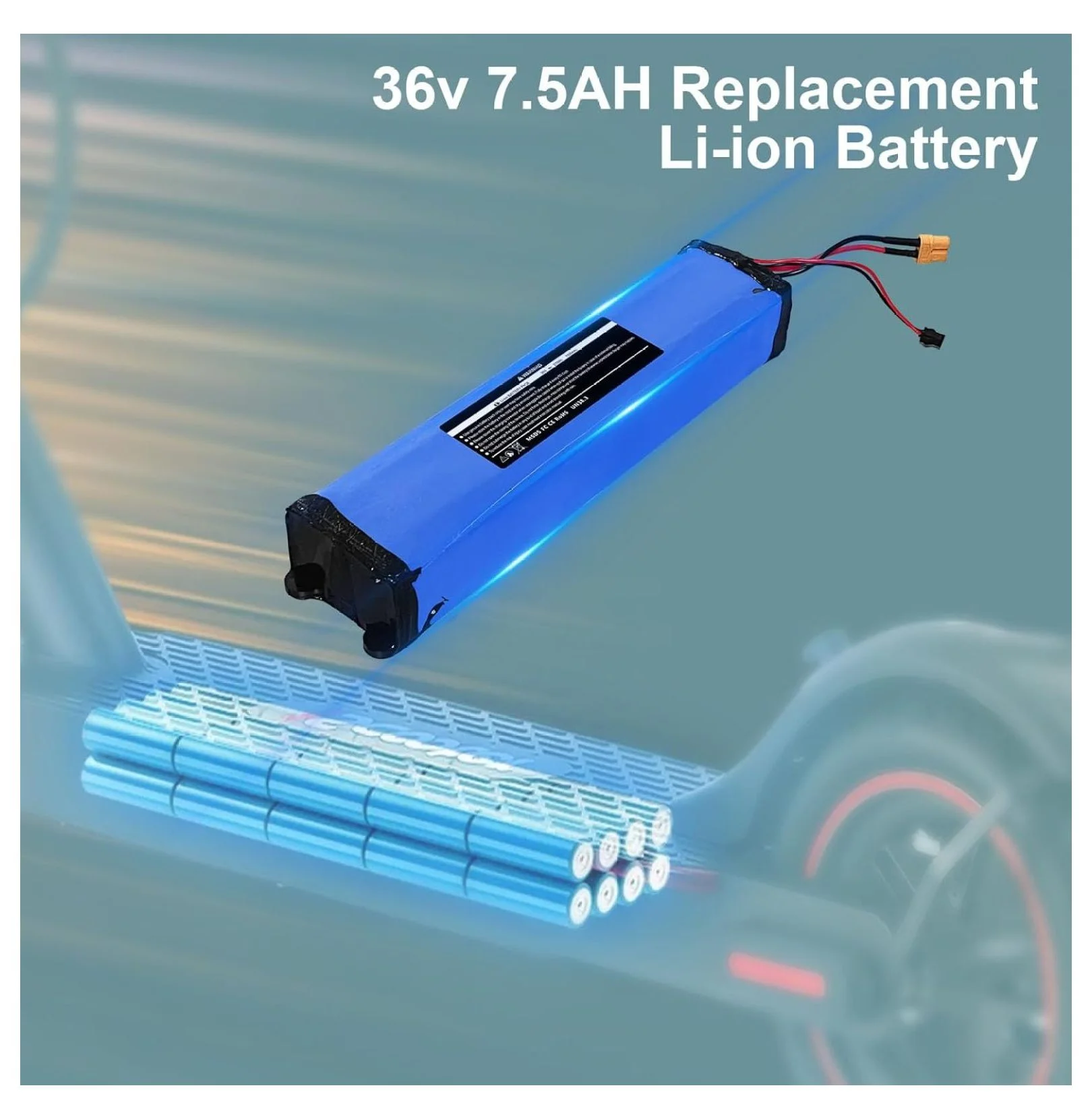 36V 7500mAh Electric Scooter Replacement Battery Pack Compatible for /KS4 Electric Scooter,with Screw Holes at The Bottom and top of The Battery,270Wh-Size:12.3 * 2.59 * 1.57 Inch - Image 7