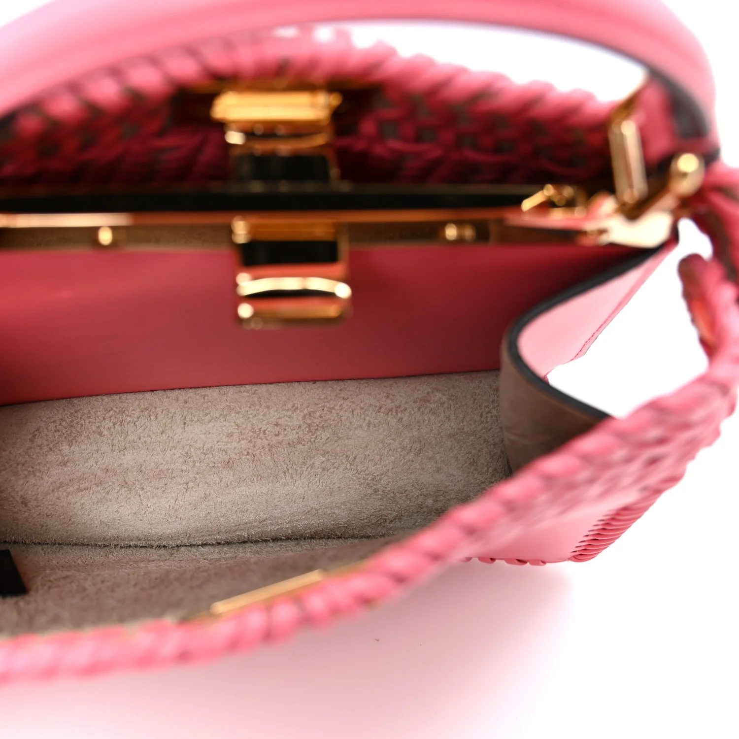 Vitello King Shiny Nappa Intreccio Petite Peekaboo I SEE U Satchel Pink Dalia