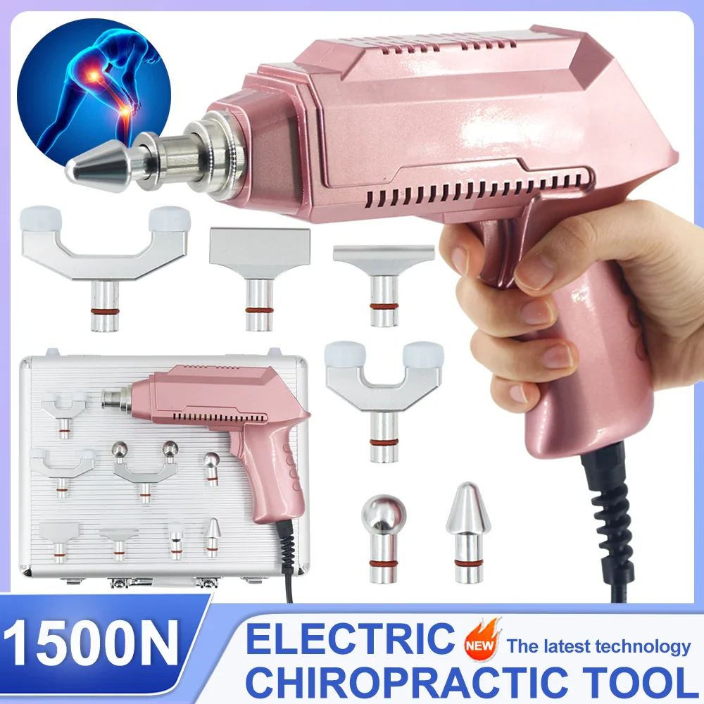 1500N Electric Correction Gun Spinal Adjustable Instrument Impulse Spine Cervical Massager 8 Heads Chiropractic Adjusting Tools