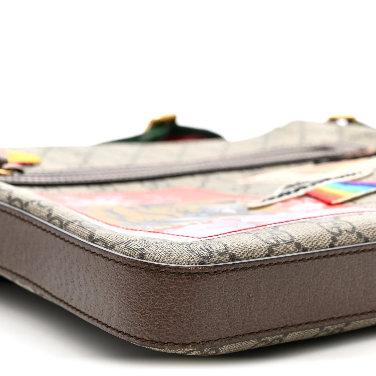 Soft GG Supreme Monogram Courrier Web Medium Flat Messenger Bag Beige New Acero Multicolor
