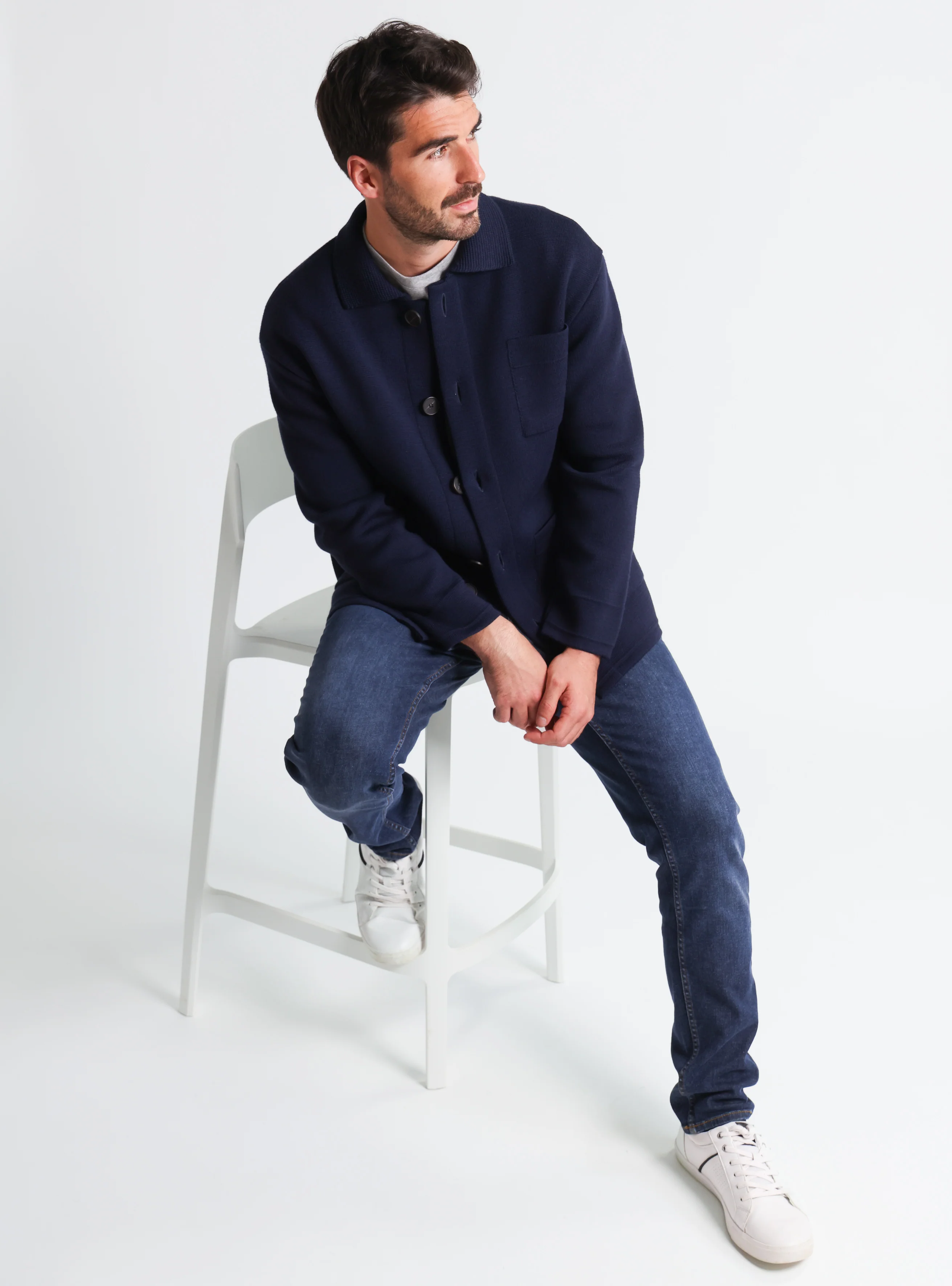 Veste homme en laine bleu marine