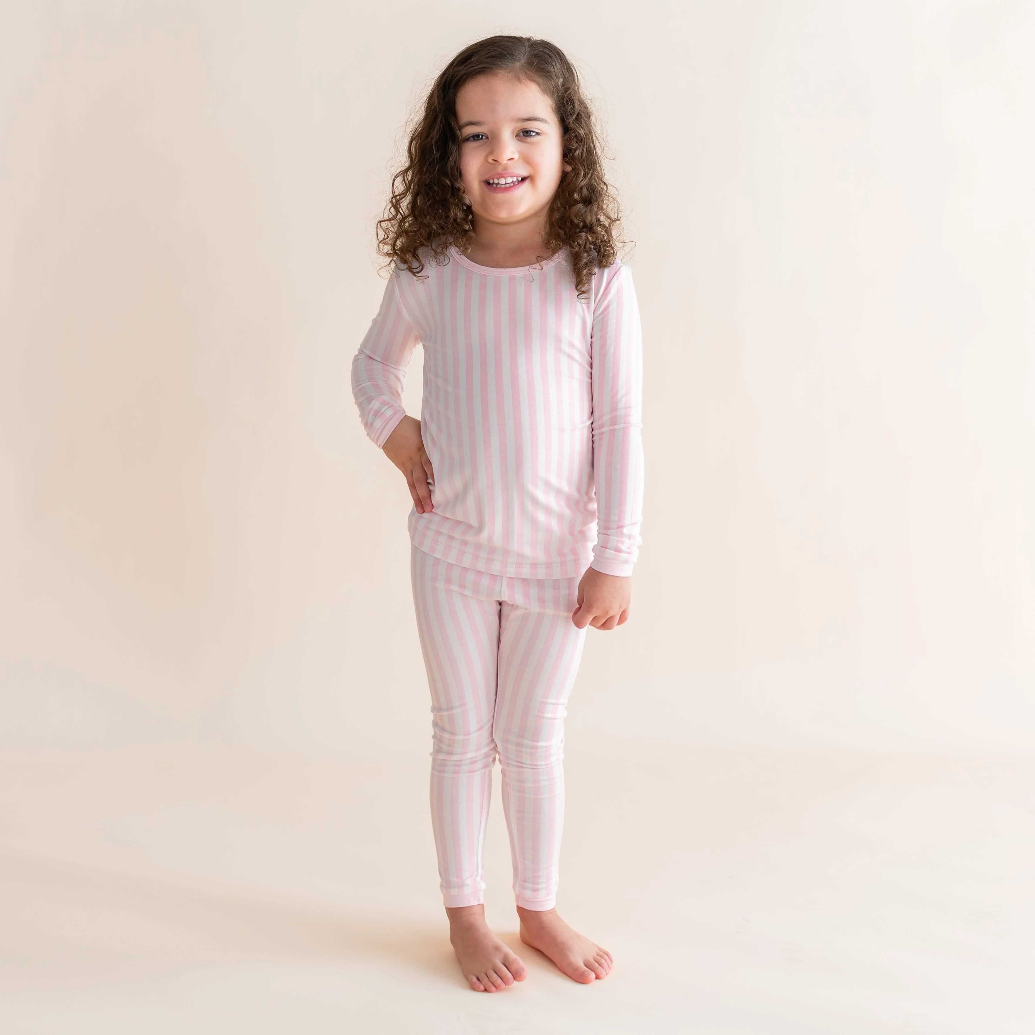 Long Sleeve Pajamas in Small Sakura Stripe
