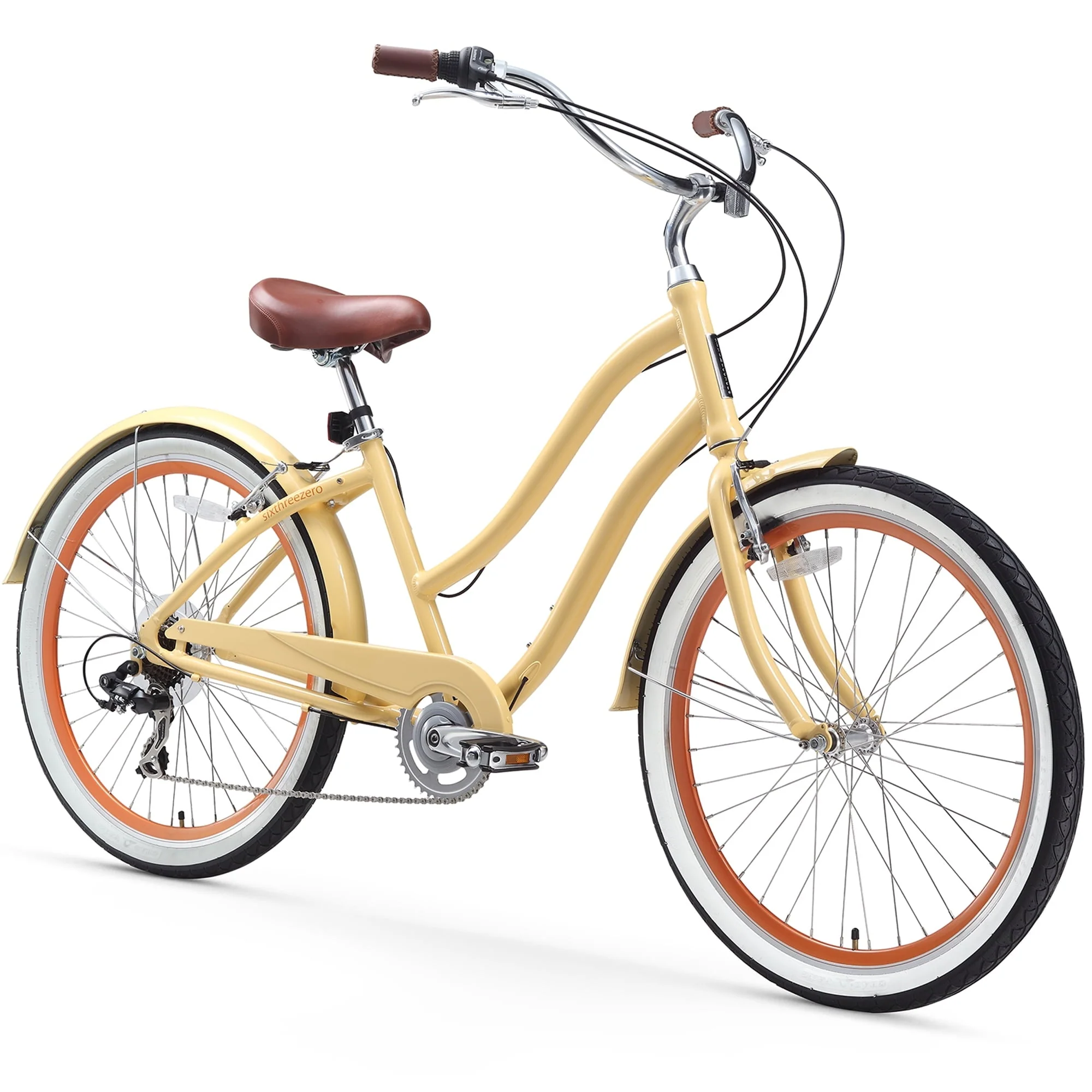 Every journey Women's 7 Speed Step Through Hybrid Cruiser Bicycle, 26 In  Wheels and 17 5 In  Frame, Cream