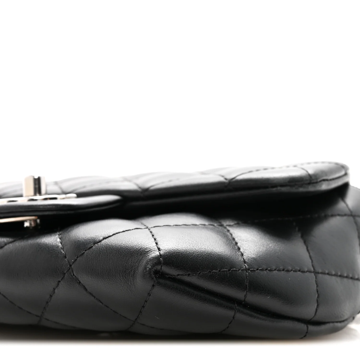 Calfskin Quilted CC Uniform Flap Belt Bag Black