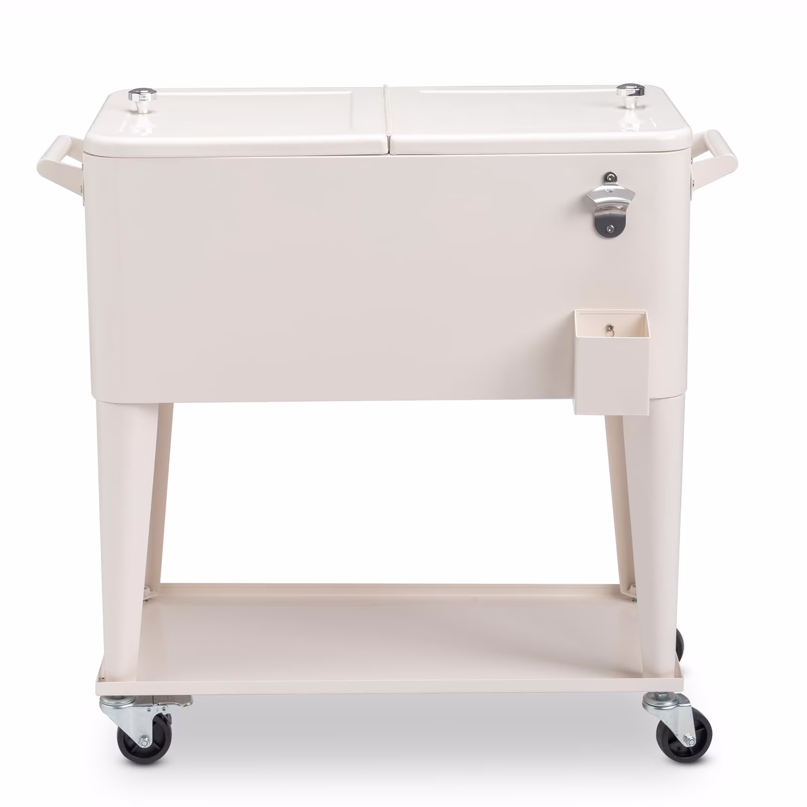 80 Quart Outdoor Cooler Cart Rolling Ice Chest Cooler Cart, Portable Patio Cooler with Bottle Opener, Handles and Drainage, Standing Cooler for Patio Party, Camping and BBQ, Mint Green(Mint Green) Image 7