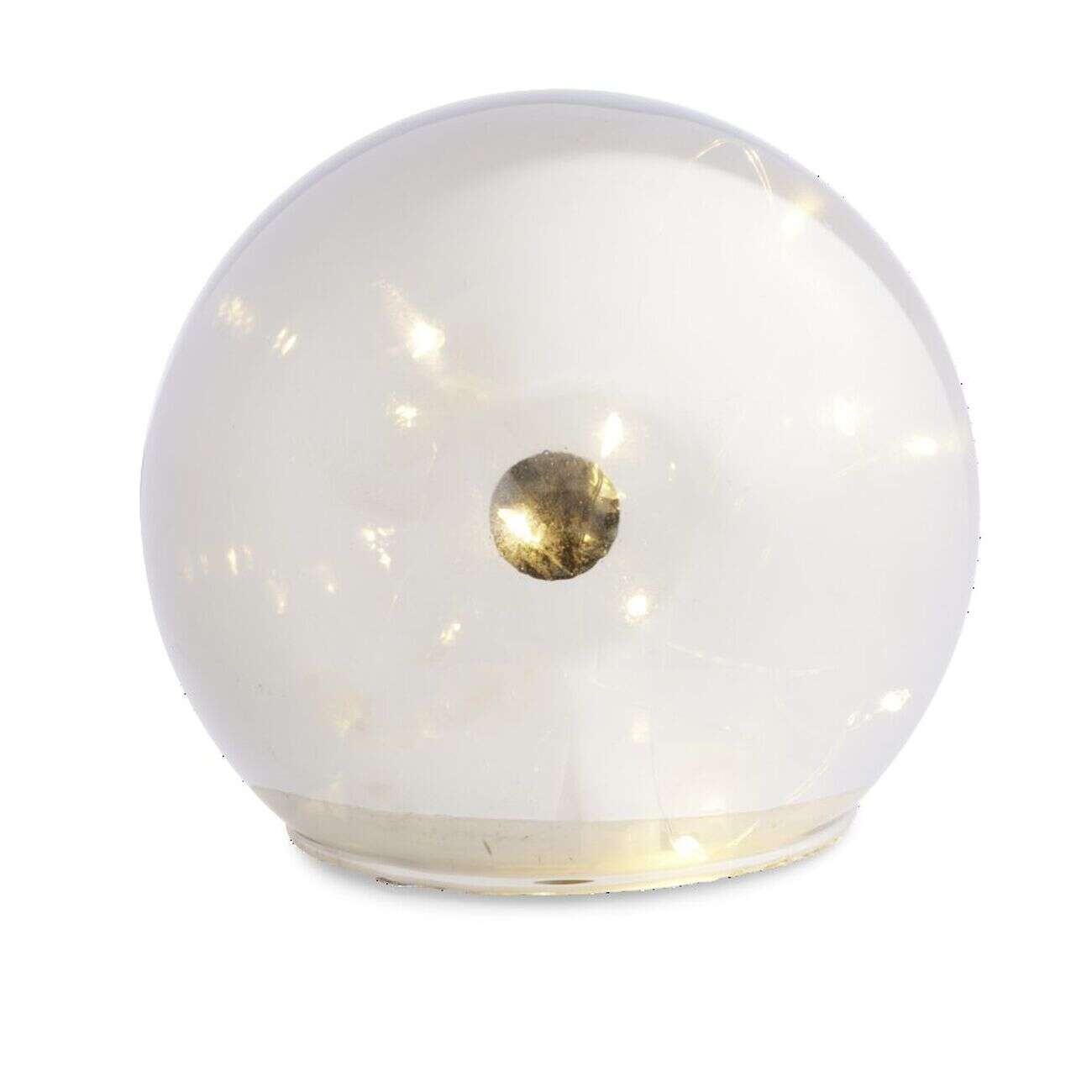 Boule déco LED verre et métal gris argent Ø12cm
